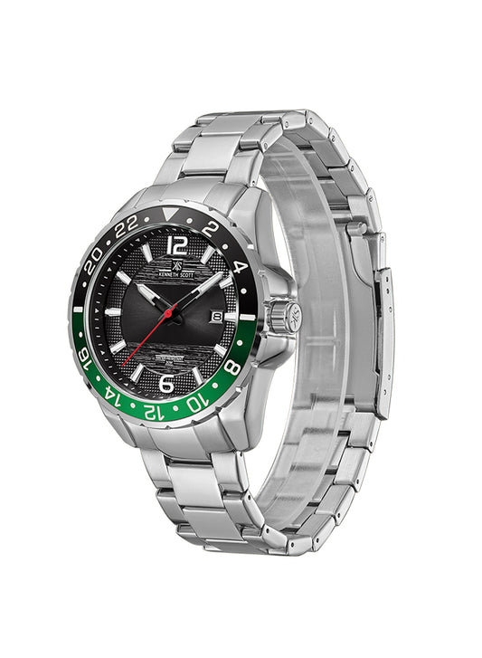 Color_BlackDial with green/Black bezel  + Silver