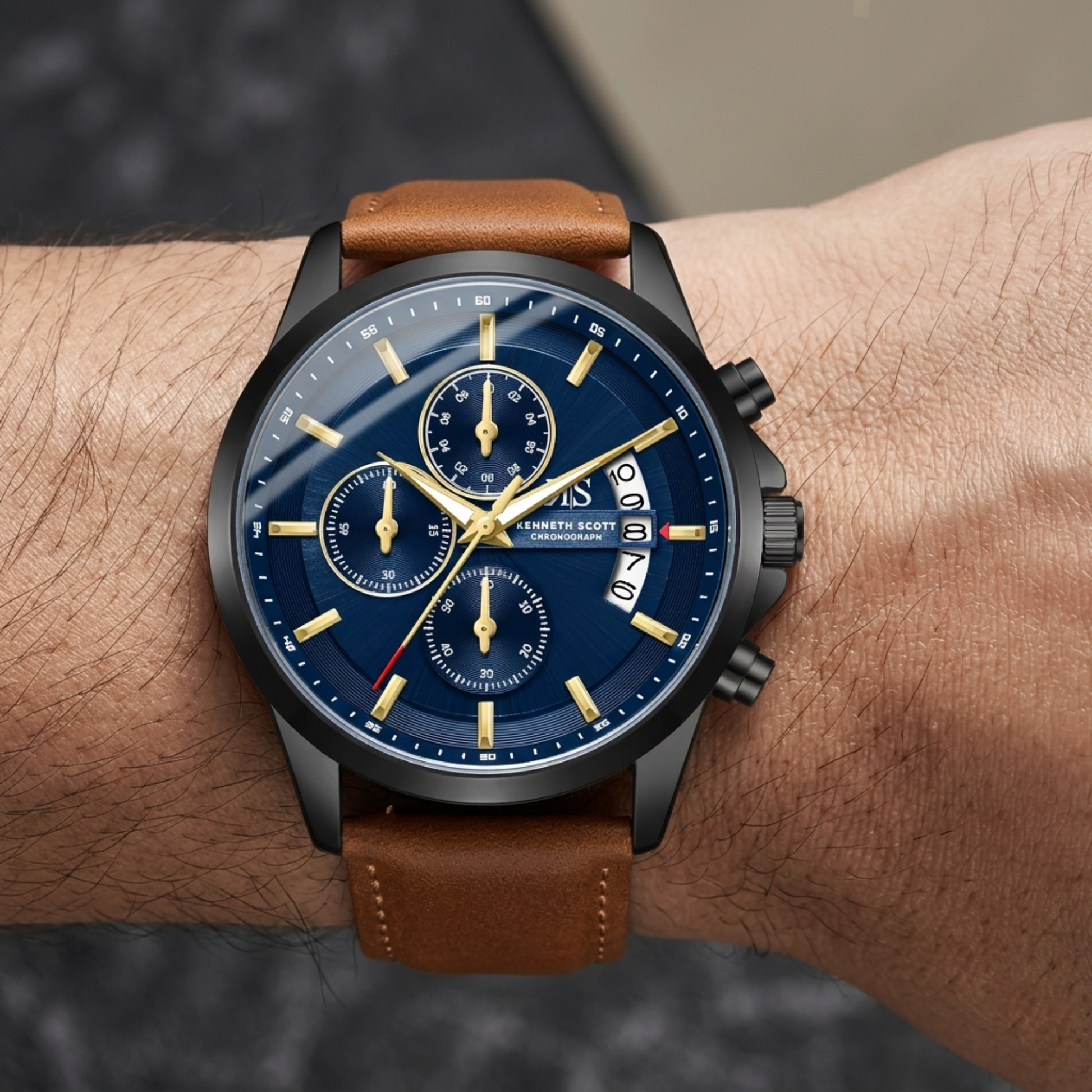 Color_Blue +Brown Leather